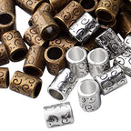 BronaGrand Large Hole Spacer Beads, 100pcs Column Alloy Tube Loose Beads, Silver/Bronze, Cylindrical, 10mm x 8mm, 5.6mm Hole, DIY Jewelry Craft Making - color: Silver/Bronze