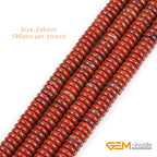 GEM-Inside 2x6mm Natural Red Jasper Gemstone Heishi Disc Rondelle Spacer Beads for Jewelry Making Full 15" Strand Energy Stone Healing Power Crystal - color: Red Jasper