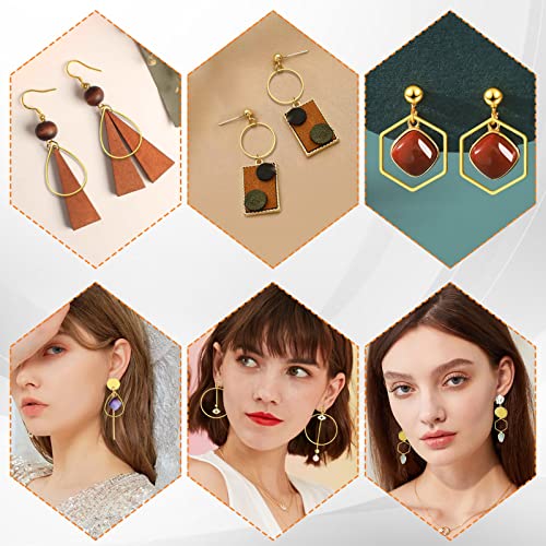 60pcs Hoop Earrings for Jewelry Making,Beading Hoops Earrings Hypoallergenic Teardrop Hexagon Round Earring Hoop Open Bezel Pendant Frame for DIY Crafts(Gold,3 Shapes) - color: 60PCS;Teardrop,Hexagon,Round;Gold
