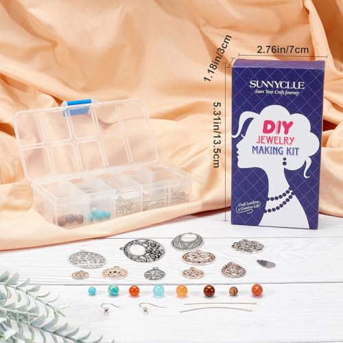 SUNNYCLUE 1 Box DIY 10 Pairs Tibetan Style Earring Making Kits Flower Star Filigree Alloy Pendants Charms with Natural Gemstone Beads for Jewelry Making Supplies - color: Celtic Knot Earring 3
