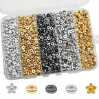 6mm Flat Round Spacer Beads, 1560pcs (360flower), Gold, Silver, Black, Flower-shaped, Plastic (Copper Coated), Round, Loose Beads - color: 1560pcs（360flower）