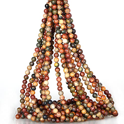 ICAI Beads（Picasso） Natural Stone Gemstone Round Loose Beads Crystal Energy Stone Healing Power for Jewelry Making DIY,1 Strand 46-48pcs（8mm） - color: Picasso, size: 8mm