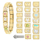 Italian Charms Bracelet Sets with 1Pcs Starter Brascelet 9Pcs Charms 9mm Italian Modular Charm Bracelet DIY Module Jewelry Gifts - color: A-Starter Bracelet Set-20Pcs Gold