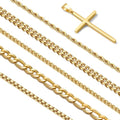 Stackable Gold/Silver Chain for Men, 6/7 Pcs Stainless Steel Cross Chain Mens Necklace Jewelry Set for Men, 5/6 Chains + 1 Cross Pendant