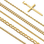 Stackable Gold/Silver Chain for Men, 6/7 Pcs Stainless Steel Cross Chain Mens Necklace Jewelry Set for Men, 5/6 Chains + 1 Cross Pendant
