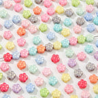 200pcs Acrylic Beads Colorful Flower Beads Colorful Cute Plum Blossom Beads for Necklace Bracelet Key Chains Jewelry DIY Craft Making(Flower) - color: pink&blue