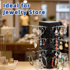 Rotating Pegboard Stand with 20 Peg Hooks 4-Sided Pegboard Spinning Display Stand 4 x 4 x 12 Inches, Keychain Display Stand for Retail Display, Earring Display (Black) - color: Black