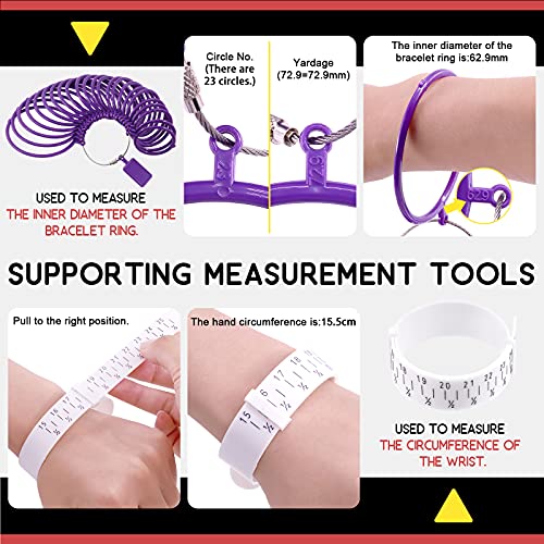 Hilitchi 5Pcs Jewelry Tool Set Including Rubber Hammer, Wooden Bracelet Sizing Bangle Mandrel, Jewelry Pliers, Plastic Wrist Sizer Wrist Belt Bracelet for Jewelry Making and Repairing Tools Kit
