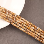 150PCs Natural Picture Jasper Spacer Beads, Loose Semi Precious Flat Round Gemstone Heishi Disc Stone Beads for Beading Jewelry Making 4mm*2mm 38cm - color: Picture Jasper, size: 4MM*2MM