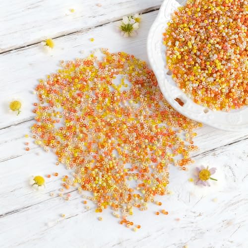 Yellow Colors 3mm Seed Beads, 5200Pcs Glass Seed Beads Kit with Storage Box for DIY Necklace Bracelet Crafts - color: Yellow