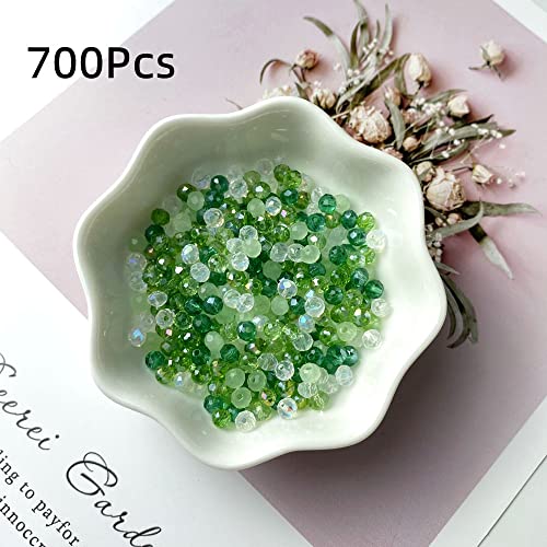 Jmassyang Briolette Rondelle Faceted AB Crystal Glass Beads for Jewelry Making Bracelets Necklaces Earrings (Green Mixed, 4mm) - color: Green Mixed, size: 4mm