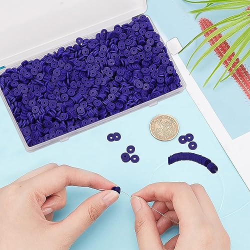 2000Pcs White Clay Beads Polymer Clay Spacer Beads Flat Bead 6mm Round Heishi Vinyl Bead for DIY Craft Gift Adults Bracelets Necklace Jewelry Making Earring Accessories Royal Blue - color: Royal Blue