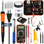 Soldering Iron Kit,90W LED Digital Solder Iron Soldering Gun kit,Adjustable Temperature(180°C-480°C),19-in-1 Welding Tool Including Desoldering Pump, Multimeter, 5 Solder Tips,Helping Hands - color: 19-in-1 Soldering Iron Kit