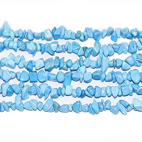 7-8mm Natural Blue Turquoise Gemstone Chips Loose Beads Semi Precious for Jewelry Making DIY Handmade Craft Supplies 1 Strand per Bag Approxi 34" - color: Blue Turquoise