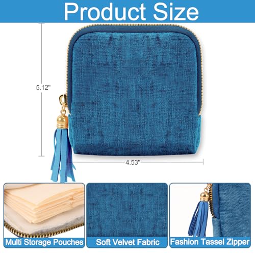 Mothers Day Gifts Personalized Travel Jewelry Case with Embroidered Name,Custom Small Jewelry Pouch Velvet Jewelry Organizer Storage Bag for Bracelet Rings Earring - color: Dark Blue