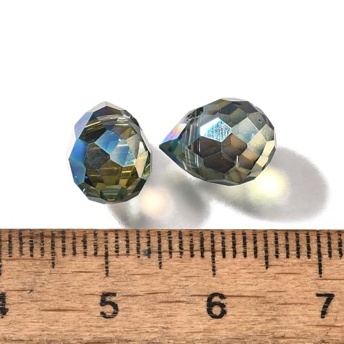 100pcs Dark Slate Gray Glass Teardrop Beads Charm Water Drop Faceted AB Color Plated Bead Top Drilled Sparkly Prisms Chandelier Dangle Charms for DIY Earrings Necklace Bracelet Jewelry Craft 10.5x8mm - color: Dark Slate Gray
