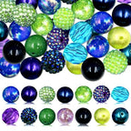 50Pcs Chunky Bubblegum Beads, 20mm Chunky Bubble Gum Beads for DIY Beadable Pens Bracelets Necklaces Pearl Beaded Craft Jewelry Making (Green) - color: Green+Blue+Purple
