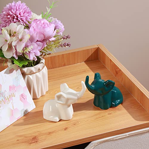 PUDDING CABIN 2 Pack Elephant Ring Holder Figurines Wedding Gifts for Couples Cute Table Desk Preppy Room Decor Elephant Gifts for Women Mom Mothers Day Birthday Christmas - style: Elephants