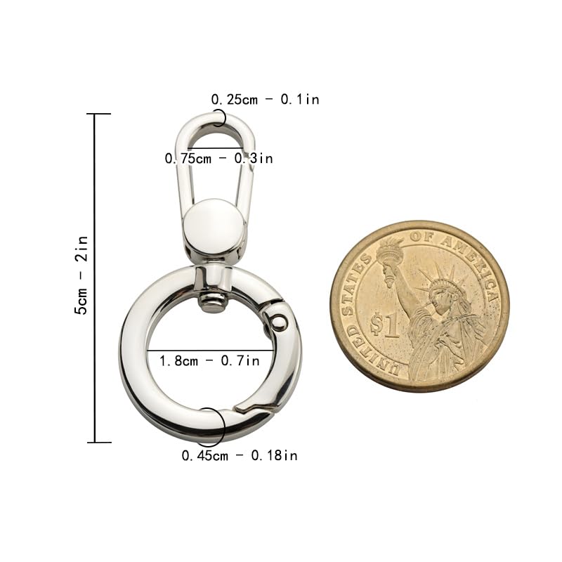 2pcs Double Opening Snap Hooks,Push Gate Snap Hook Metal Swivel Lobster Claw Clasp Purse,Backpack,Bag Strap,Keyring,Phone case (Silver) - color: Silver