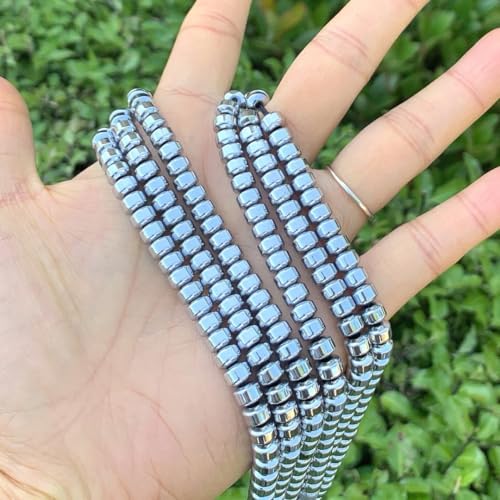 300pcs Adabele Grade A Natural Hematite White Gold Platinum Plated Healing Gemstone 6mm x 4mm Round Rondelle Loose Beads Gem Stone Spacer for DIY Craft Jewelry Making GFC8-5 - color: Platinum Plated Hematite, size: 6x4mm (300pcs/3 Strands)