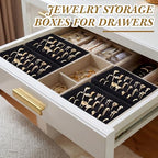 6 Pcs Small Jewelry Tray-ring Organizer Velvet Rings Earring Display Tray Mini Storage Insert Holder 7 Slots for Drawer (Black) - color: Black
