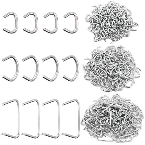 Keadic 1500Pcs 3/8" 1/2" 3/4" Galvanized Hog Rings Assortment Kit, Professional Upholstery Hog Rings Installation Kit for Furniture Upholstery, Bungee Shock, Meat & Sausage Casings, Animal Pet Cages - color: 1500pcs Hog Rings Assortment Kit