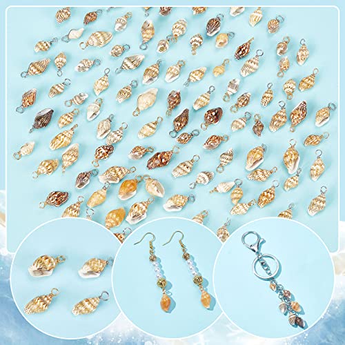 PH PandaHall Shell Pendants Spiral Seashells Craft Charms Cowrie Sea Shells Pendant Natural Shell Charms Conch Shells with Loop Bail - color: Golden/Silver, size: 0.7~0.9 inch