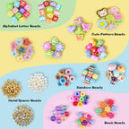 Ecoofor 633 PCS Beaded Keychain Making Kit, Acrylic Alphabet Letter Beads with Heart, Star & Flower Charms for DIY Jewelry, Bag Charm & Keychain Accessories Craft Supplies - color: 633 PCS Beaded Keychain Making Kit