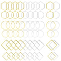 Oubaka 120pcs Beading Hoop Earrings,3 Shapes Earrings Findings Hoops Open Bezel Pendant Frame Hypoallergenic Square Hexagon Round Earring Findings for DIY Craft,Earring Necklace(Gold&Silver) - color: 120PCS;Square,Hexagon,Round;Gold,Silver