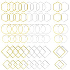 Oubaka 120pcs Beading Hoop Earrings,3 Shapes Earrings Findings Hoops Open Bezel Pendant Frame Hypoallergenic Square Hexagon Round Earring Findings for DIY Craft,Earring Necklace(Gold&Silver) - color: 120PCS;Square,Hexagon,Round;Gold,Silver