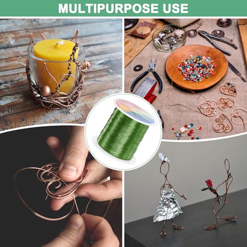 M METERXITY 0.3mm Jewelry Wire, 28 Gauge 328FT Craft Wire Copper Beading Wire for Jewelry Making/Planting/Weaving/DIY Crafting, Soft Metal Wires [100M, Green] - color: Green, size: 0.3mm 28 Gauge