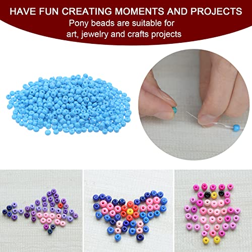 HARFINGTON 2000Pcs Small Glass Beads 6/0 4mm Loose Tiny Round Small Beads for Bracelet Earring Rings Jewelry Making, Sky Blue - color: Sky Blue