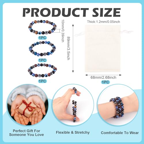 Elecrelive Glass Round Beaded Bracelet Set Clay Beaded Bracelets Stretch Bracelets - color: Blue, Black