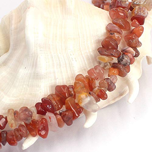 Jewelry Making 6-8mm Gemstone Fluorite Indian Moss Black Onyx Agate Aventurine Jade Opalite Carnelian Chips Beads Strand 34" (Carnelian) - color: Carnelian