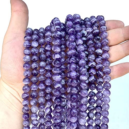 10MM 38PCS Purple Amethyst Dream Lace Beads Natural Quartz Crystal Stone Loose Beads for Jewelry Making DIY Bracelet Grade A+ 15 inches Strand - color: Purple Dream Lace Amethysts, size: 10mm