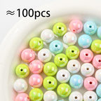 16mm Acrylic Beads 100pcs Chunk Bubblegum Bead Beads for Pens for Necklace Jewelry Bracelets DIY Crafts Making (greenpink) - color: greenpink