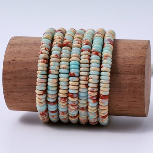 Natural Shoushan Stone Disk Spacer Beads 6x2mm 38cm/str Flat Rondelle Loose Semi Gemstone Caps for Making Bracelets Necklace - color: Shoushan Stone