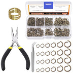 Tanstic 1403Pcs Bronze Open Jump Rings Kit, 4mm, 5mm, 6mm, 7mm, 8mm, 10mm Jewelry Jump Rings with Jump Ring Opener, Jewelry Pliers and Tweezer for Jewelry Making - color: Bronze Jump Rings