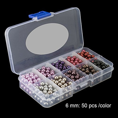 BEADNOVA Satin Pearls Beads for Crafts Tiny Loose Imitation Glass Pearls for Jewelry Making (6mm, 500pcs, Multi Color) - color: 6mm 500pcs Mix Lot M03