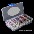 BEADNOVA Satin Pearls Beads for Crafts Tiny Loose Imitation Glass Pearls for Jewelry Making (6mm, 500pcs, Multi Color) - color: 6mm 500pcs Mix Lot M03