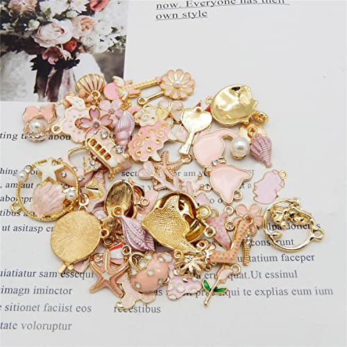 30pcs Mixed Enamel Charms Pendants for Jewelry Making Bulk lot Necklace Earrings Bracelet Craft Findings - color: Pink