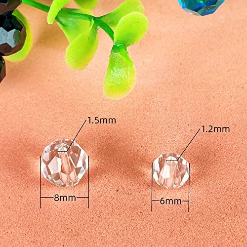 Jmassyang 200 Pieces 6mm Faceted Round Crystal Glass Beads Spacer Beads for Jewelry Making, Bracelets Necklaces Earrings Wind Chimes Suncatchers(Crystal Clear) - color: Crystal Clear, size: 6mm