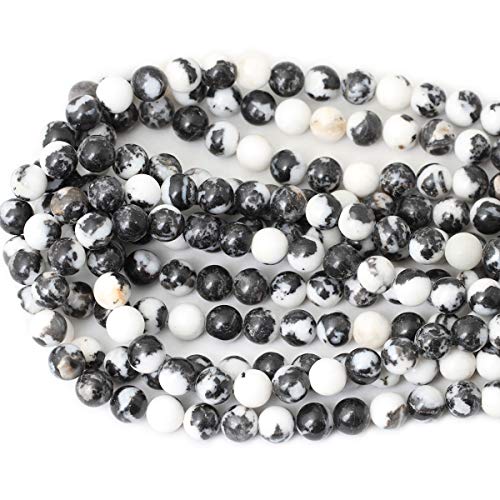 35PCS 10mm Natural Black White Zebra Jasper Gemstone Round Loose Beads Crystal Energy Stone for DIY Jewelry Making 1 Strand 15" - color: Black White Zebra Jasper, size: 10mm