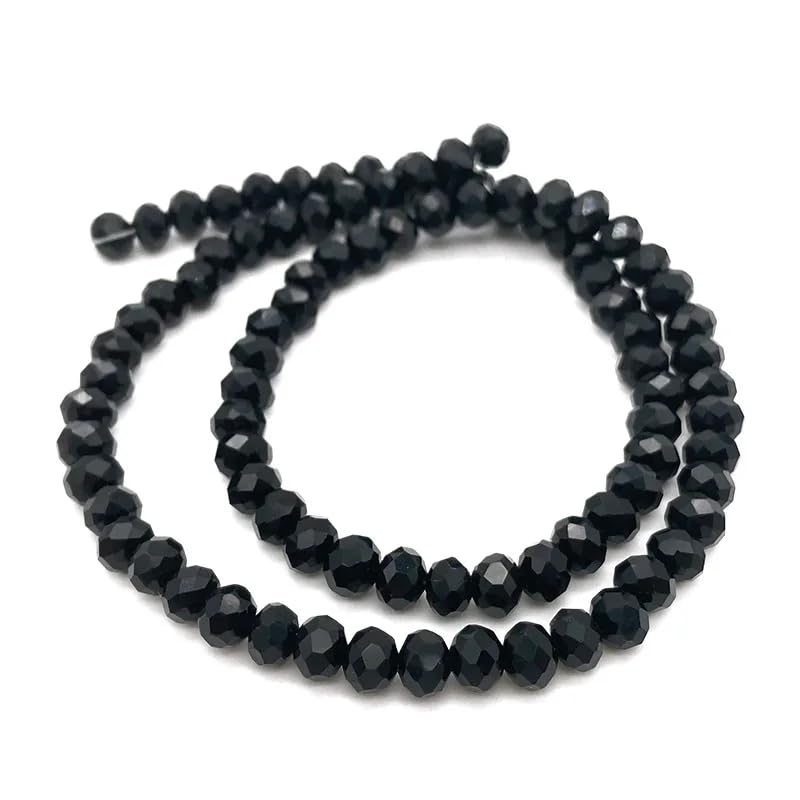 415pcs Rondelle Crystal Glass Beads 2mm 4mm 6mm 8mm Mixed Sizes, Faceted Briolette Spacer Czech Seed Loose Beads for DIY Jewelry Making (Black) - color: Black