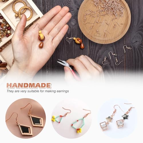 TOAOB 100pcs Earring Hooks Hypo Allergenic French Ear Wires with Ball and Coil 18mm Rose Gold Fish Hook Earrings Making Supplies Jewelry Findings - color: Rose gold