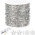 16Ft Stainless Steel Paperclip Chain for Jewelry Making, 4.5mm Width Silver Paper Clip Link Chains Roll for DIY Necklace Bracelet Craft Jewelry Making Supplies with Lobster Clasps Soft Tape Measure - color: Paperclip 4.5mm Silver