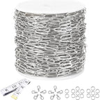 16Ft Stainless Steel Paperclip Chain for Jewelry Making, 4.5mm Width Silver Paper Clip Link Chains Roll for DIY Necklace Bracelet Craft Jewelry Making Supplies with Lobster Clasps Soft Tape Measure - color: Paperclip 4.5mm Silver