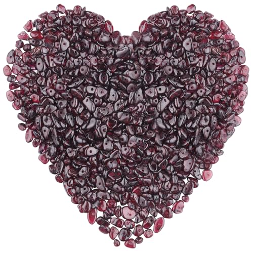 400pcs Natural Chip Stone Beads for Jewelry Making Garnet 5-8mm Irregular Gemstones Healing Crystal Loose Rocks Bead Hole Drilled for Ring Earrings Necklace Bracelet Making DIY Art Crafts - color: Garnet (2 Strands-62")