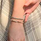 KELITCH Adjustable turquoise bead bracelet single color knitting friendship bracelet fashion jewelry daily wear gift (28 color selection) - color: Lake Blue 04A