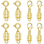 S925 Silver Magnetic Necklace Clasps, S925 Jewelry Making Connectors, Chain Extender Converters for Bracelets Necklace, 8 Pack (8pcs Golden A) - color: 8pcs golden A